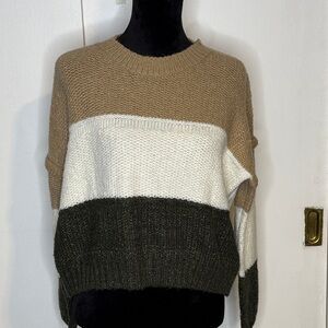 LUMIERE SZ S, color-block, oversized, metallic, cropped, crew neck, sweater